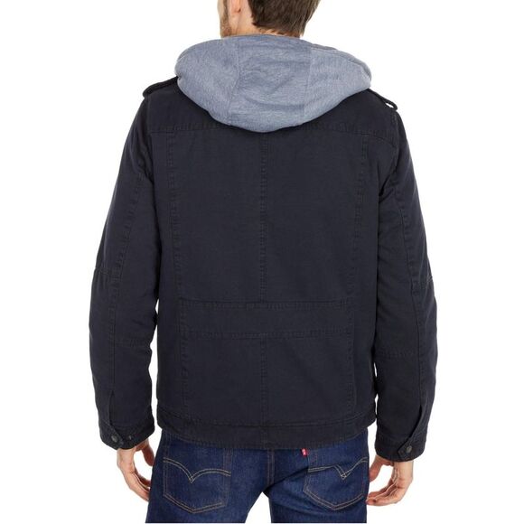 Levi's Mens Sherpa Lined Two Pocket Hooded Trucker Jacket Large Navy - NWT $200 - Picture 3 of 6